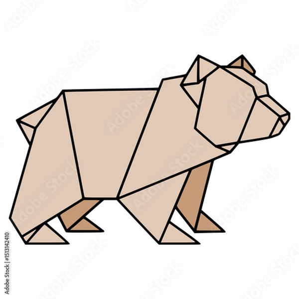 Obraz bear origami papercraft hobby fun flat color vector illustration template design