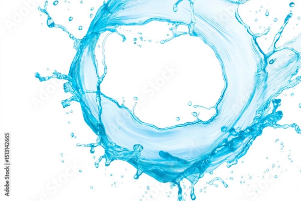 Obraz Circular splash of refreshing blue water creating a dynamic frame