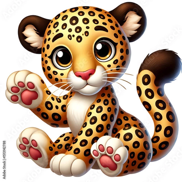 Obraz Leopard 3d character illustration isolated on transparent background