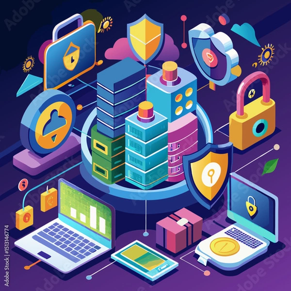 Fototapeta Data it technology security concept 