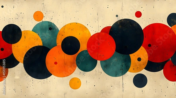 Obraz Vibrant Geometric Shapes Abstract Art Composition with Colorful Retro Circles and Patterns