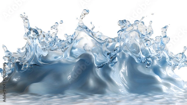 Fototapeta Powerful Dynamic Blue and White Splashing Water Movement in Flowing Abstract Liquid Background  Refreshing and Calming Natural Aquatic Scene with Energetic Fluid Texture and Transparency