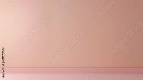 Fototapeta Pastel pink minimalist empty room background. Soft peach tone, clean aesthetic for text overlay or product display. Blank stage frame for showcase.