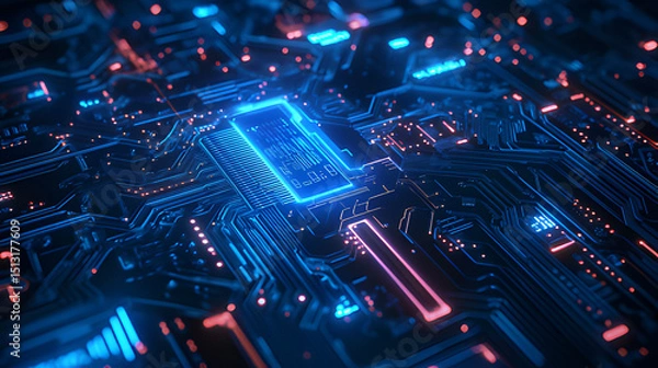 Fototapeta Printed Circuit Board (PCB) with Electronic Circuits