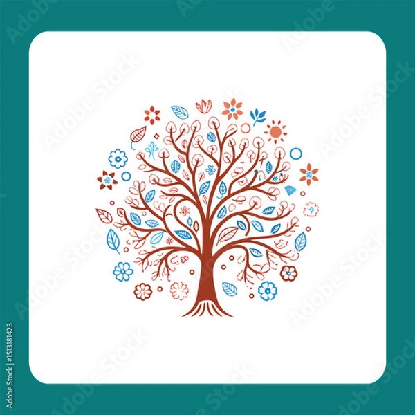 Obraz vector tree with floral elements