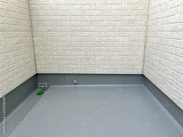 Obraz バルコニーの窯業系サイディング壁とウレタン防水