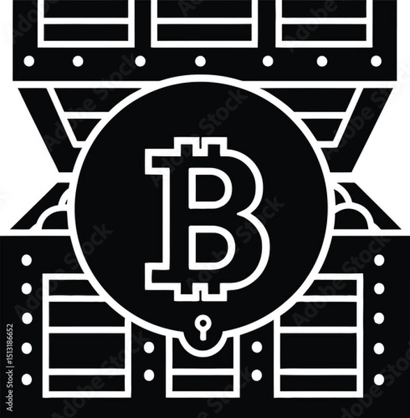 Obraz Bitcoin treasure chest vector illustration for cryptocurrency and blockchain technology concept