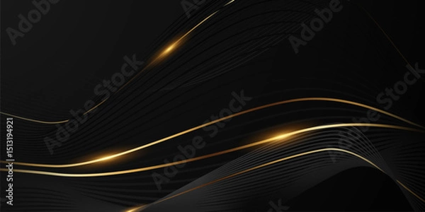 Obraz Black background with a luxurious gold effect. Vector illustration