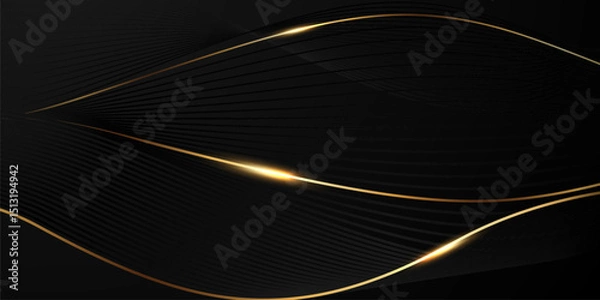 Obraz Black background with a luxurious gold effect. Vector illustration