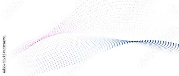 Obraz Flowing particles form waves, a gradient light pattern. modern technology background Vector illustration