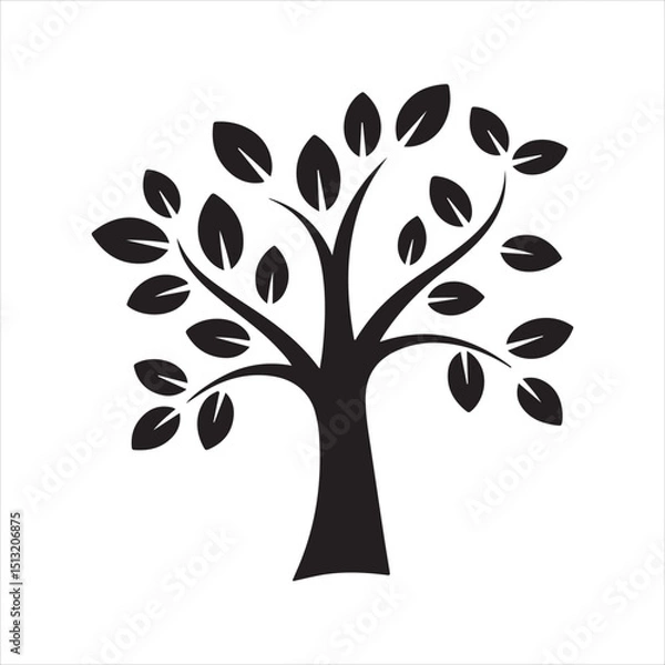 Obraz Black Silhouette Deciduous Tree with Leaves Icon

