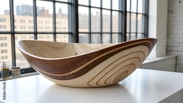 Obraz Abstract wooden bowl with flowing grain design