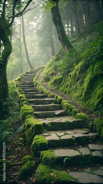 Obraz Mossy forest steps winding upward
