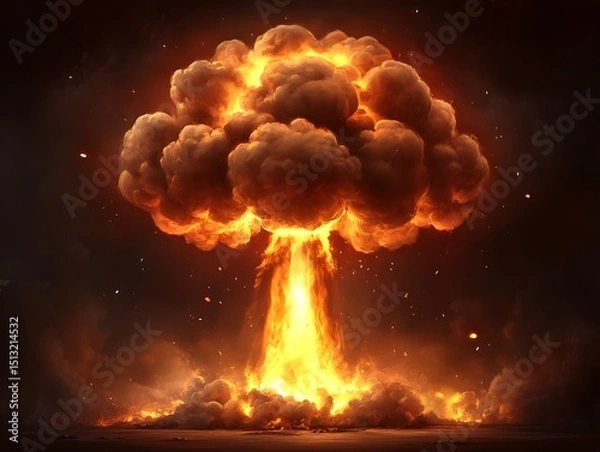 Obraz Huge explosion in dark night