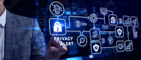 Fototapeta Technology, Internet, business and network concept. Privacy alert.