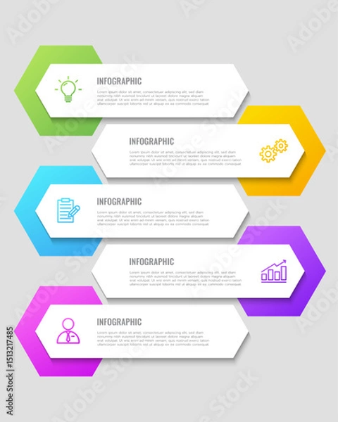 Obraz timeline infographic template. 5 step or options