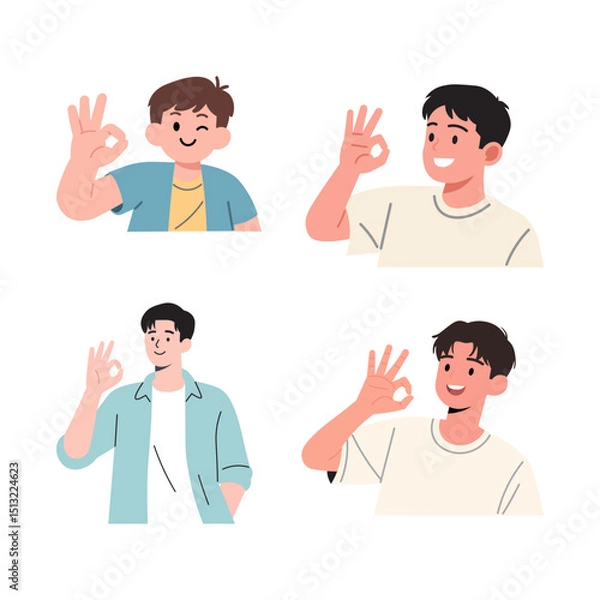 Obraz Four Young Men Showing the "Okay" Sign