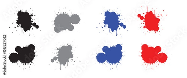 Fototapeta set of colorful ink splashes