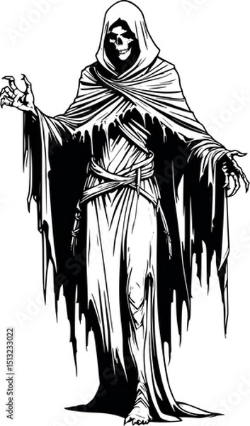 Obraz Gothic wraith vector. Ghostly mythic spirit with flowing cloak and mystery.