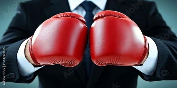 Obraz Businessman with boxing gloves (1)