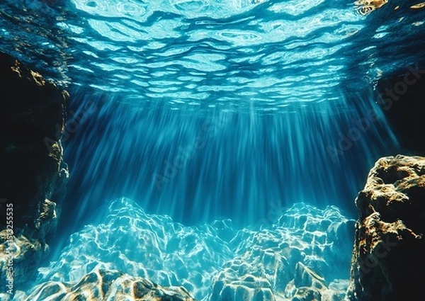 Obraz Sunlight streams through underwater cave
