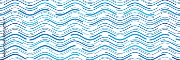 Obraz Seamless pattern, wavy lines, sea waves stylization, vector background