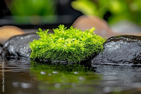 Obraz Moss on stones in water garden