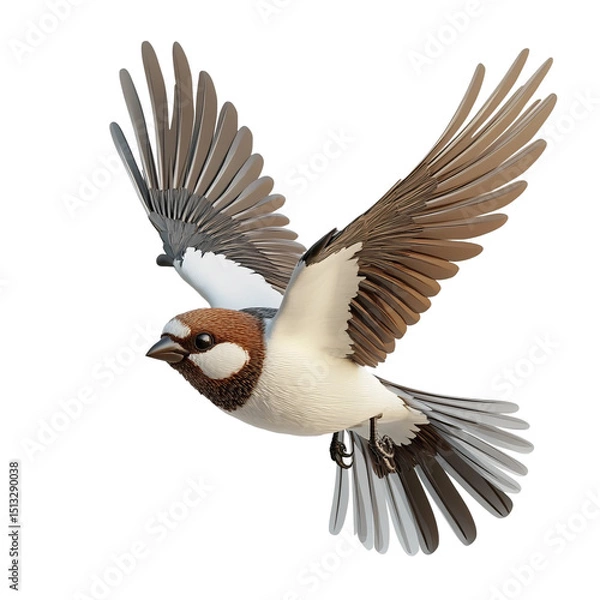 Obraz 3d render of a flying bird on isolated