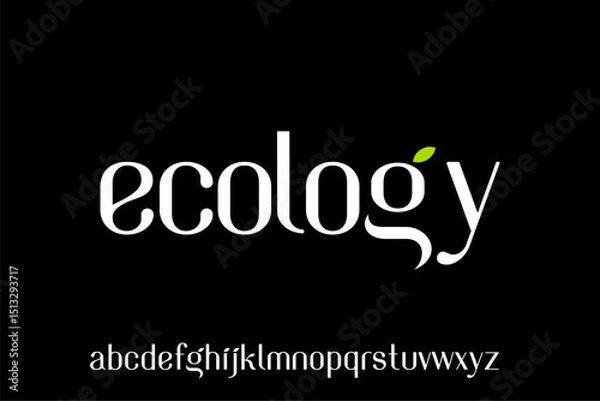 Fototapeta Word ecology Modern futuristic alphabet font. Typography vector graphic design
