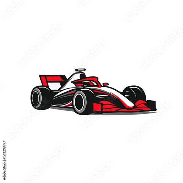 Obraz red formula racing car on white background