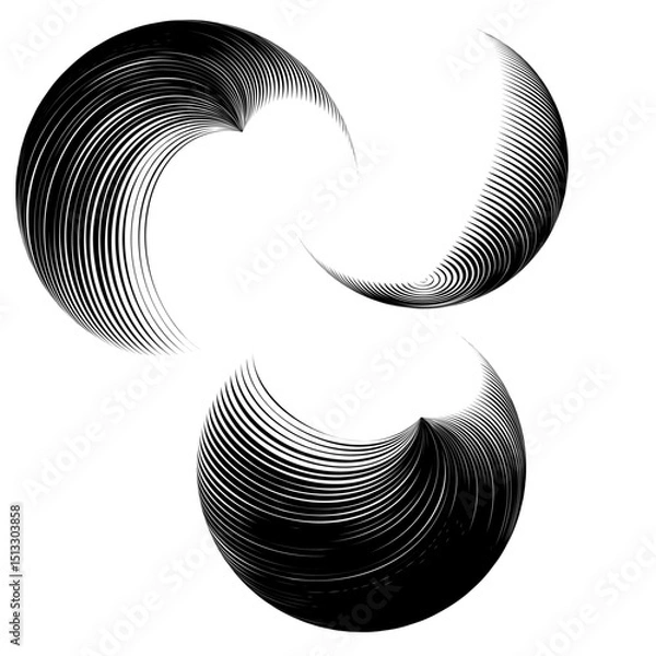 Fototapeta Contemporary set of halftone rounded 3d figures