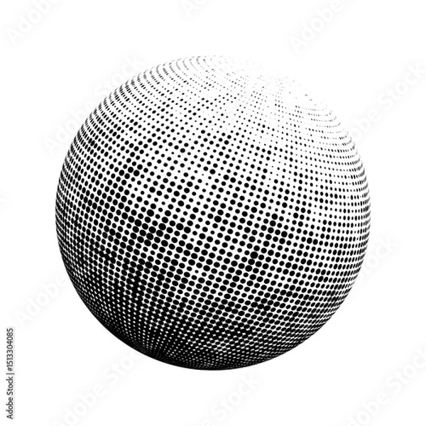 Fototapeta Contemporary set of halftone rounded 3d figures