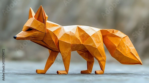 Obraz Geometric Origami Fox AI Generative