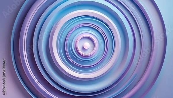 Fototapeta An abstract design of circular flowing lines (representing breath) expanding from a central point. The pattern expands out in soft gradients of blue and purple symbolizing calm and inner peace.