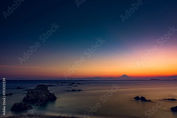 Obraz  森戸海岸の海と空が織りなす神秘的なマジックアワー　神奈川県　湘南　葉山町