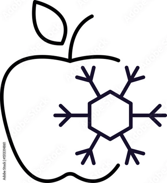 Fototapeta Frozen Apple Outline Linear Sign for Graphic and Web Design, Apps, Adverts, Various Cards