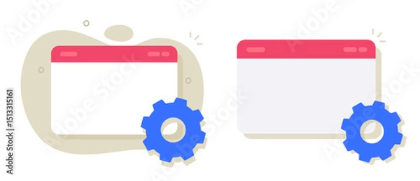 Obraz Web site configuration system data icon flat vector, website development api settings graphic illustration set, online internet application customization cog wheel image clip art