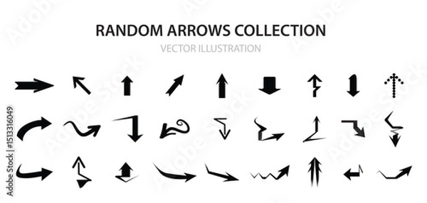 Fototapeta Random Arrows set, Arrows Set in Various Curved and Twisted Styles. Vector Illustration, Arrows, vector design elements, Arrow Illustration Pack
 vector illustration