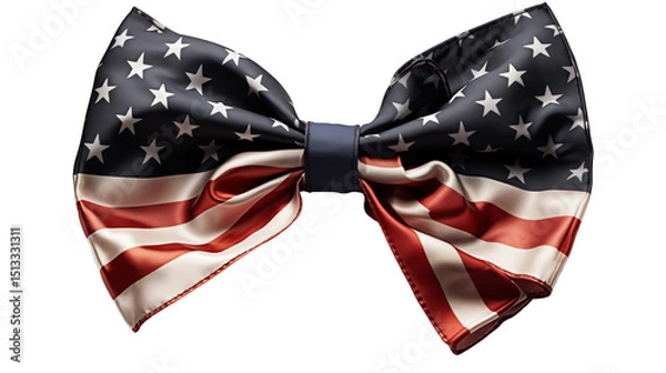 Obraz American flag bow tie design, elegant silk texture, stars stripes patriotic, independence day festive accessory, isolated on transparent background.