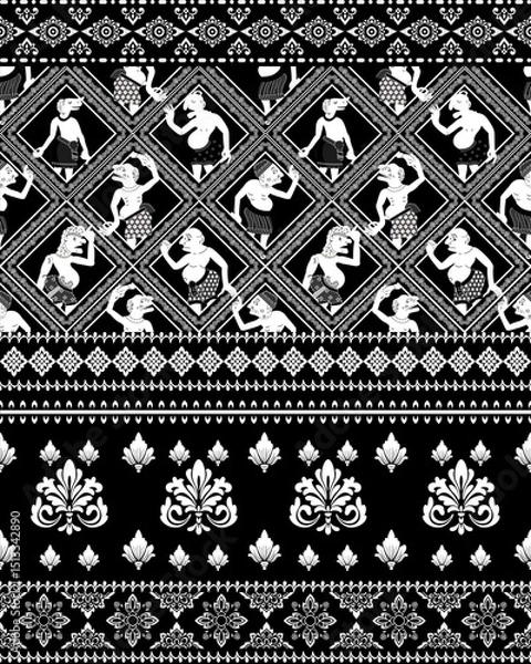 Obraz The Wisdom of Shadow puppet, Nung Talung south of Thailand traditional, cultural, ethnic, pattern vector illustration design.