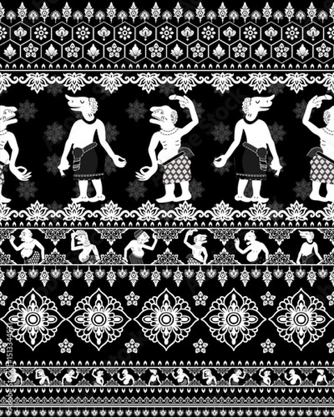 Obraz The Wisdom of Shadow puppet, Nung Talung south of Thailand traditional, cultural, ethnic, pattern vector illustration design.