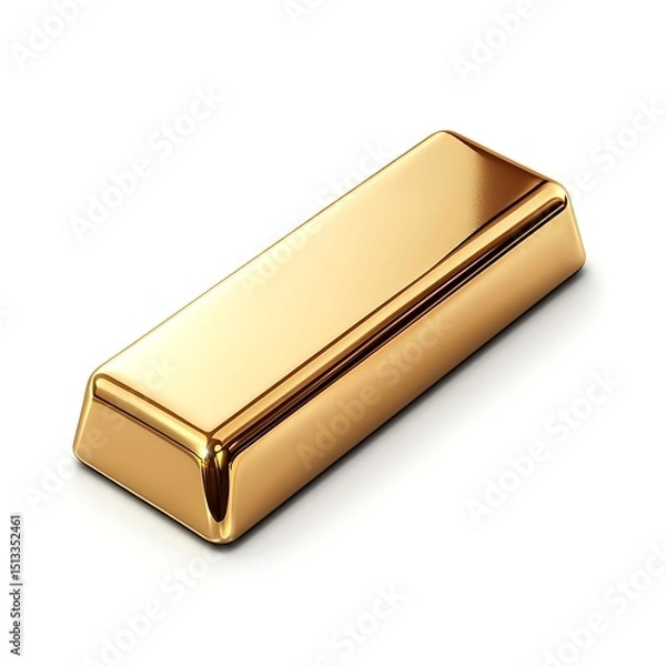 Fototapeta A highly detailed clipart slot of a gleaming gold bar, rectangular and solid, with subtle reflections indicating its polished surface The color is a rich, deep gold, and it might feature a minimalist