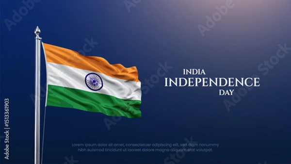 Obraz 15 August Indian Happy Independence Day Celebration Poster Design Template. happy independence day India with Indian flag. abstract vector illustration design.