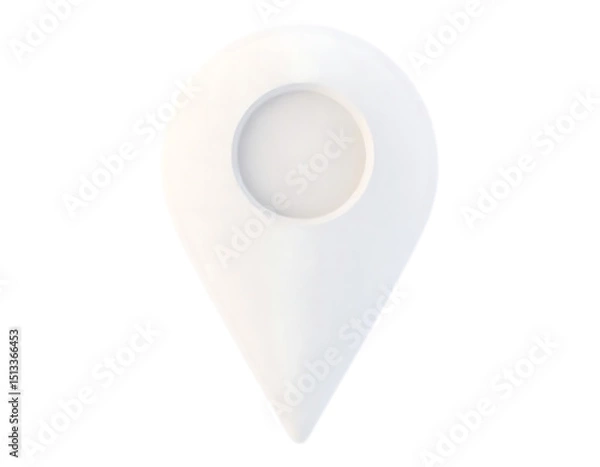 Fototapeta 3D Rendered White Location Pin on Transparent Background