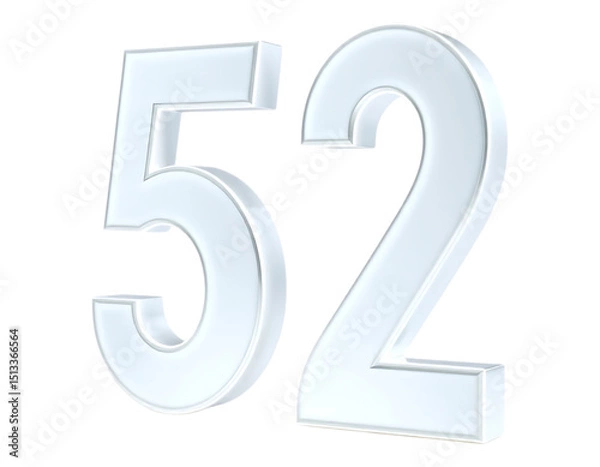 Fototapeta 3D Render of the Number 52