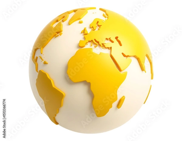 Fototapeta 3D Render of a Yellow Globe