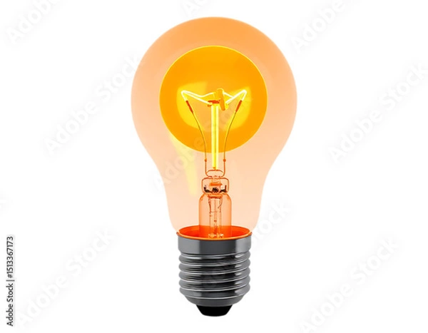Fototapeta Glowing Lightbulb on Transparent Background