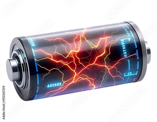 Fototapeta Illuminated Battery with Energy Discharge