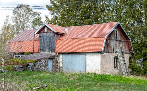 Obraz Old barn with red roof