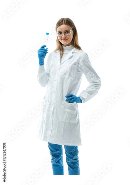 Obraz Full Length of Clinical Researcher isolated on transparency background